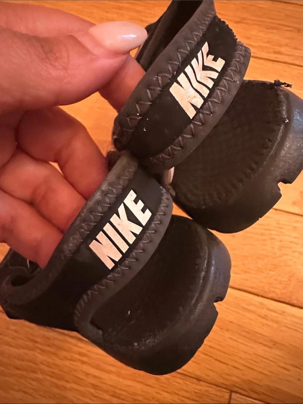 Nike Kids Black & White Velcro Slide Sandals
